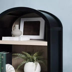 Bibliothèque-armoire Saracina Home de 193 cm avec 3 étagères et dessus arrondi