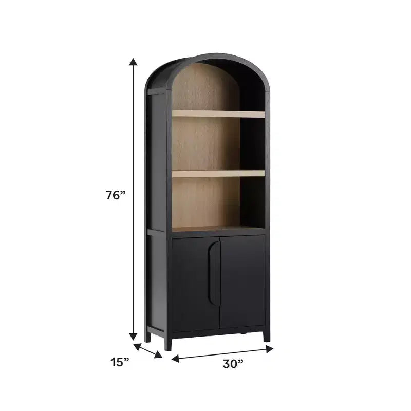 Bibliothèque-armoire Saracina Home de 193 cm avec 3 étagères et dessus arrondi