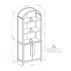 Bibliothèque-armoire Saracina Home de 193 cm avec 3 étagères et dessus arrondi