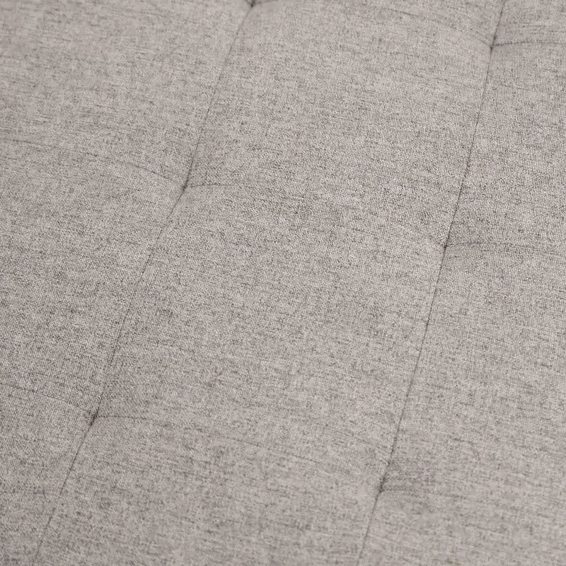 Emma et Oliver Pouf rond 34 po en coton et lin avec design touffeté et cadre en fer robuste