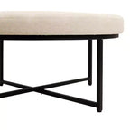 Emma et Oliver Pouf rond 34 po en coton et lin avec design touffeté et cadre en fer robuste