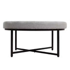 Emma et Oliver Pouf rond 34 po en coton et lin avec design touffeté et cadre en fer robuste