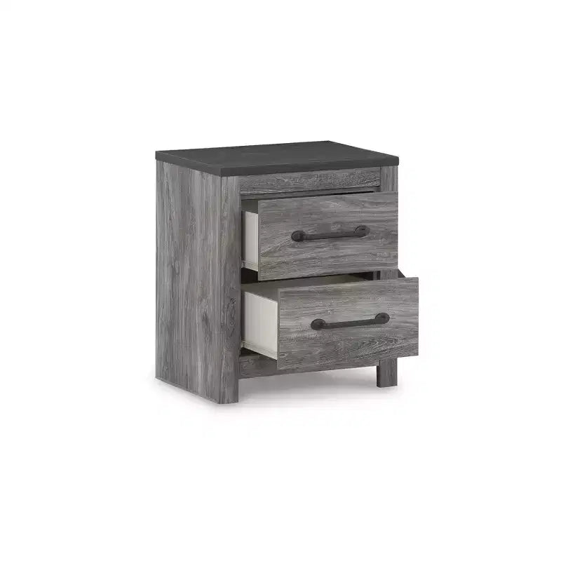 Signature Design by Ashley Bronyan Table de chevet contemporaine à 2 tiroirs, gris foncé