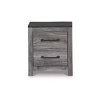 Signature Design by Ashley Bronyan Table de chevet contemporaine à 2 tiroirs, gris foncé