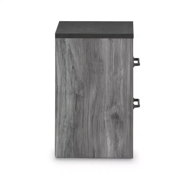 Signature Design by Ashley Bronyan Table de chevet contemporaine à 2 tiroirs, gris foncé