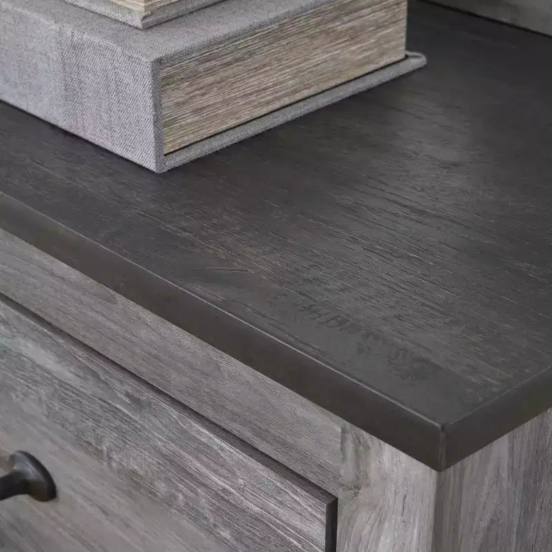Signature Design by Ashley Bronyan Table de chevet contemporaine à 2 tiroirs, gris foncé