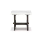 Signature Design by Ashley Burkhaus Table d'appoint traditionnelle avec plateau en marbre, Brun foncé et blanc