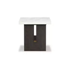 Signature Design by Ashley Burkhaus Table d'appoint traditionnelle avec plateau en marbre, Brun foncé et blanc