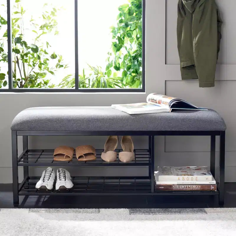 Banc étagère ouverte Milligan avec coussin - BCH5003 - Safavieh