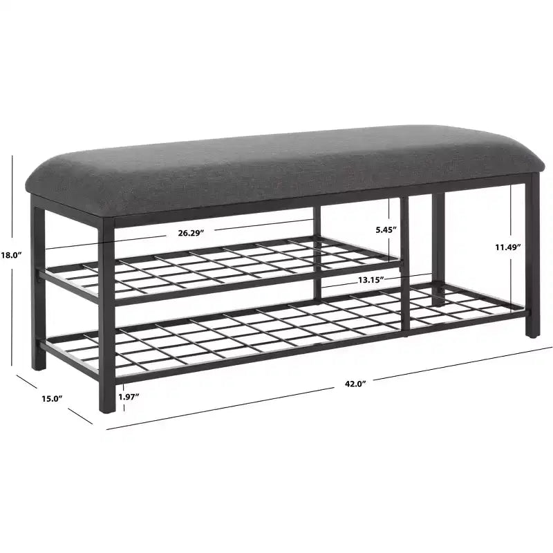 Banc étagère ouverte Milligan avec coussin - BCH5003 - Safavieh