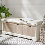 Banc de rangement SAFAVIEH Fiorello 3 tiroirs avec coussin - 47,3 L x 15 P x 19 H - 47Lx15Px19H
