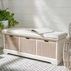 SAFAVIEH Fiorello 3-Drawer with Cushion Storage Bench - 47.3 W x 15 L x 19 H - 47Wx15Dx19H