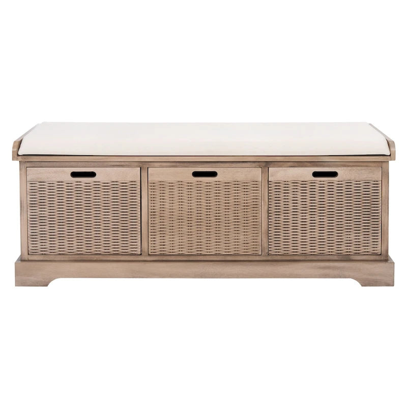 Banc de rangement SAFAVIEH Fiorello 3 tiroirs avec coussin - 47,3 L x 15 P x 19 H - 47Lx15Px19H