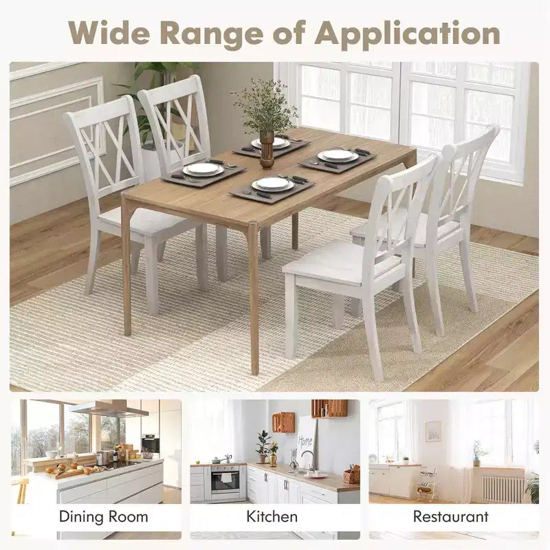 Lot de 2 ou 4 chaises de salle à manger en bois Costway avec assise ergonomique, cadre en bois d'hévéa et dossier haut
