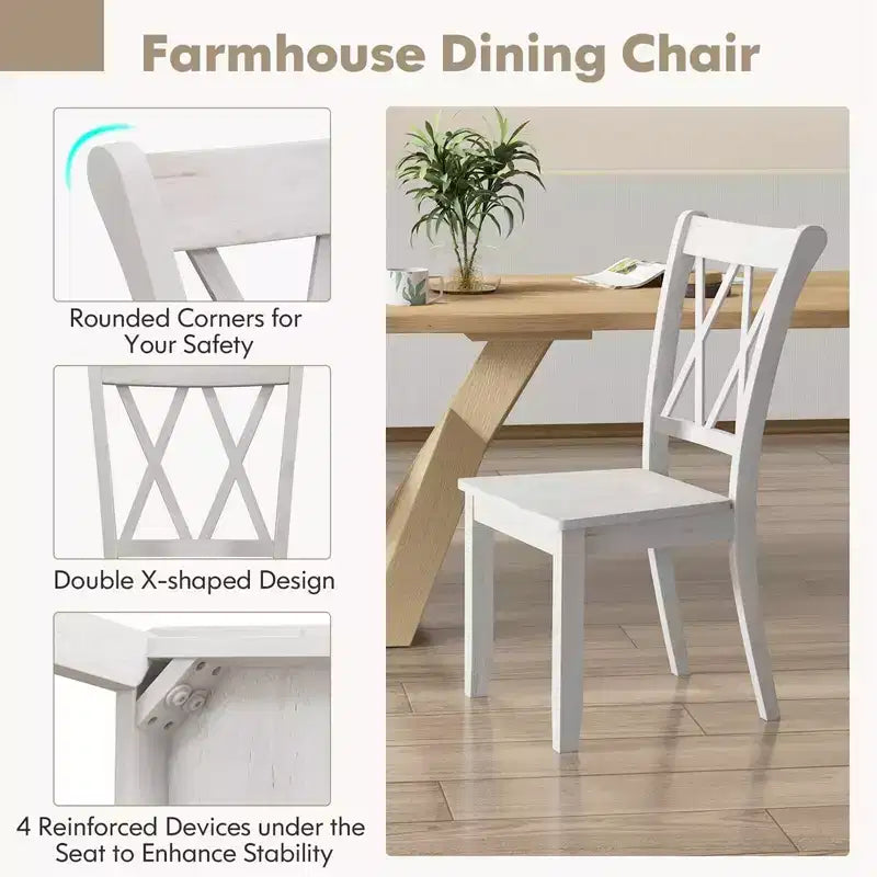 Lot de 2 ou 4 chaises de salle à manger en bois Costway avec assise ergonomique, cadre en bois d'hévéa et dossier haut