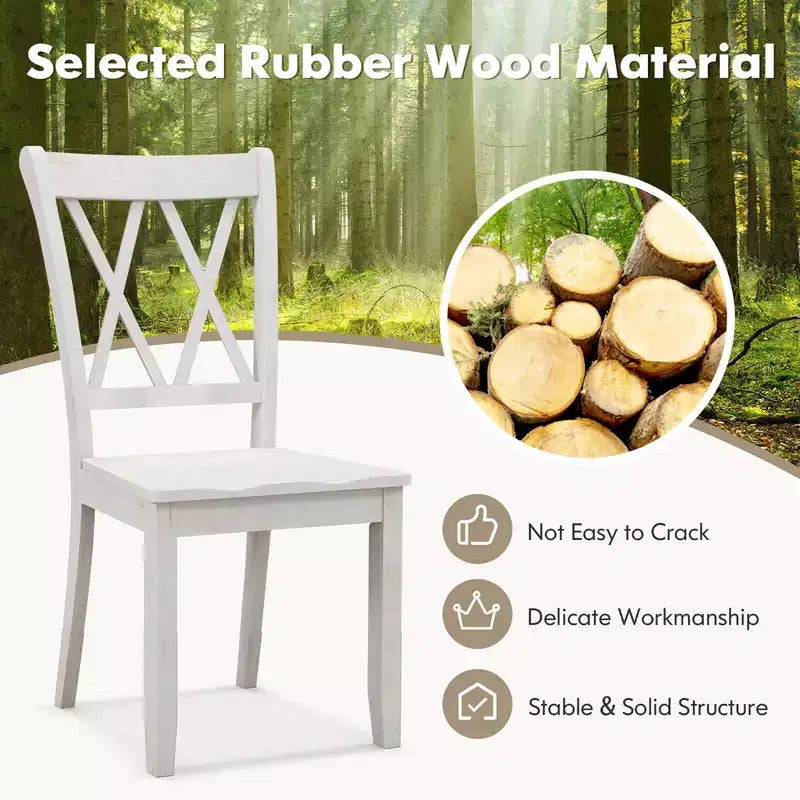 Lot de 2 ou 4 chaises de salle à manger en bois Costway avec assise ergonomique, cadre en bois d'hévéa et dossier haut
