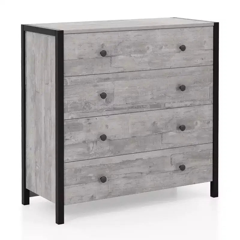 Commode Costway à 4 tiroirs, meuble de rangement moderne en bois, gris/chêne