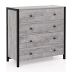 Commode Costway à 4 tiroirs, meuble de rangement moderne en bois, gris/chêne
