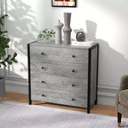 Commode Costway à 4 tiroirs, meuble de rangement moderne en bois, gris/chêne