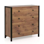 Commode Costway à 4 tiroirs, meuble de rangement moderne en bois, gris/chêne