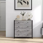 Commode Costway à 4 tiroirs, meuble de rangement moderne en bois, gris/chêne