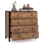 Commode Costway à 4 tiroirs, meuble de rangement moderne en bois, gris/chêne