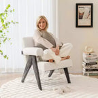Costway Fauteuil rembourré moderne 1/2 pièces avec pieds en bois d'hévéa naturel