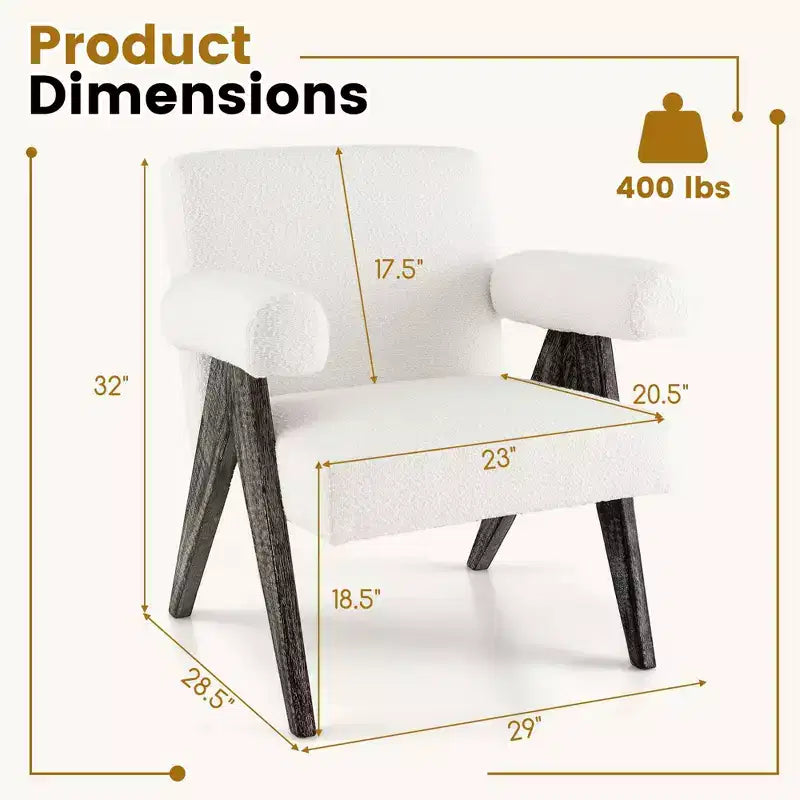 Costway Fauteuil rembourré moderne 1/2 pièces avec pieds en bois d'hévéa naturel