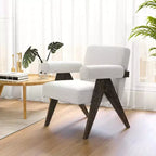 Costway Fauteuil rembourré moderne 1/2 pièces avec pieds en bois d'hévéa naturel