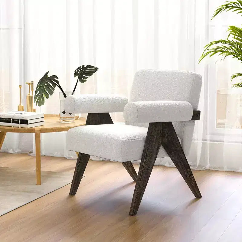 Costway Fauteuil rembourré moderne 1/2 pièces avec pieds en bois d'hévéa naturel