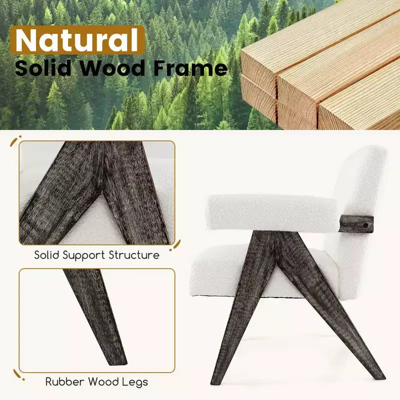 Costway Fauteuil rembourré moderne 1/2 pièces avec pieds en bois d'hévéa naturel