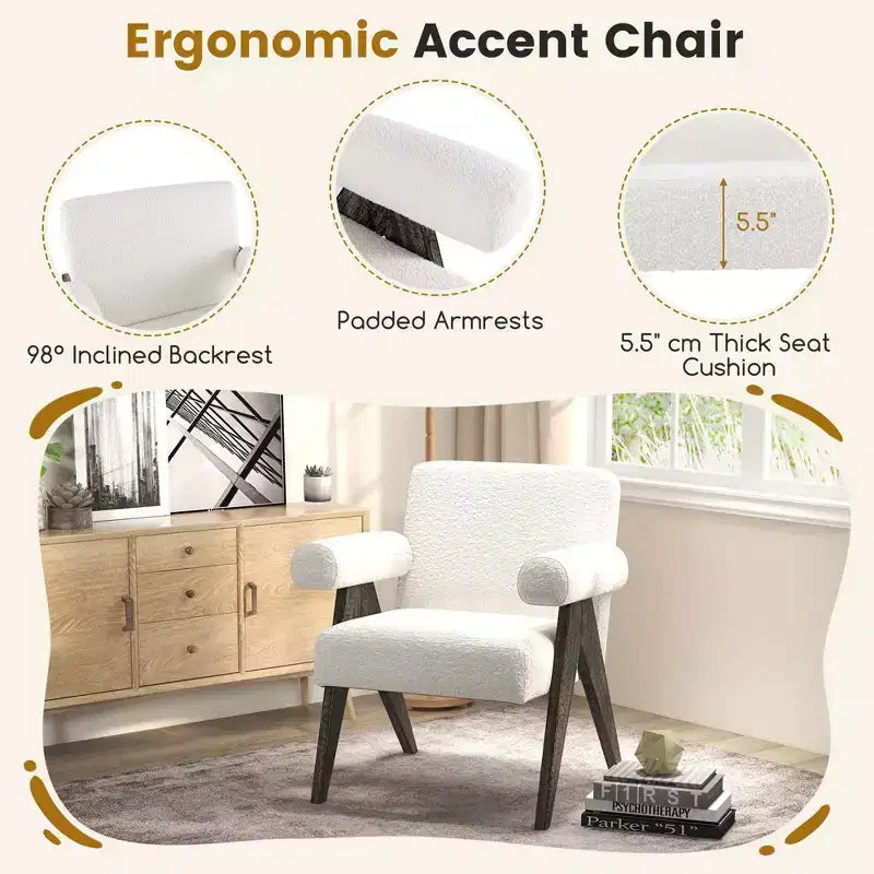 Costway Fauteuil rembourré moderne 1/2 pièces avec pieds en bois d'hévéa naturel