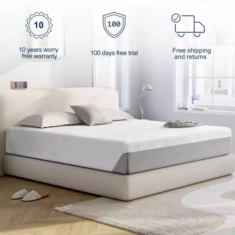 Matelas en mousse à mémoire de forme Wuleitex, matelas 10 pouces, gel rafraîchissant en boîte, décompression à soutien moyen,