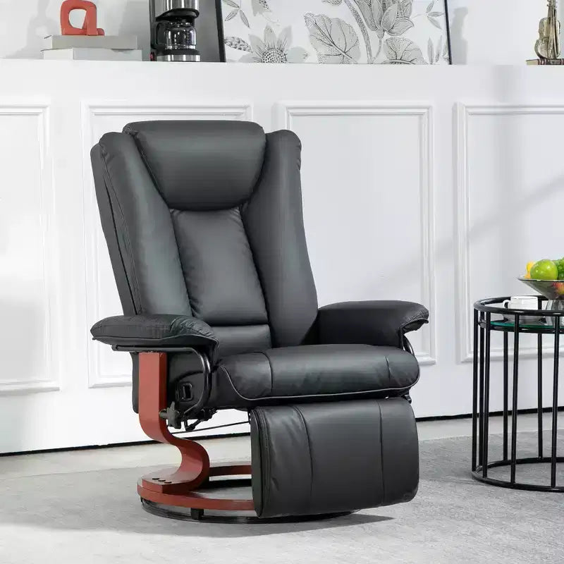 Fauteuil inclinable pivotant HOMCOM, Fauteuil relax en cuir PU pour salon, Canapé inclinable moderne avec repose-pieds