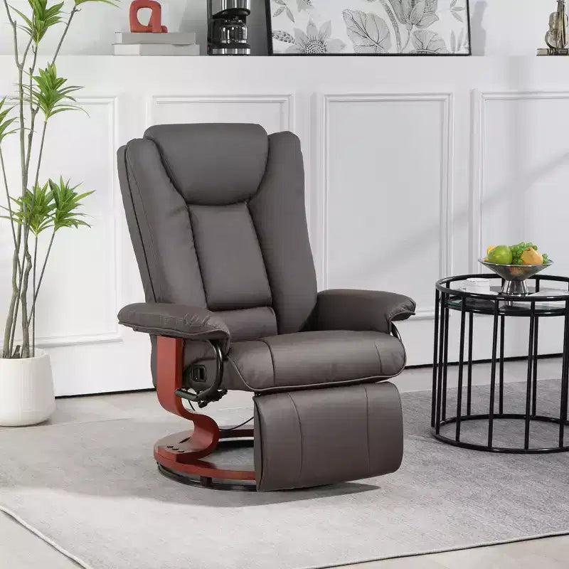 Fauteuil inclinable pivotant HOMCOM, Fauteuil relax en cuir PU pour salon, Canapé inclinable moderne avec repose-pieds