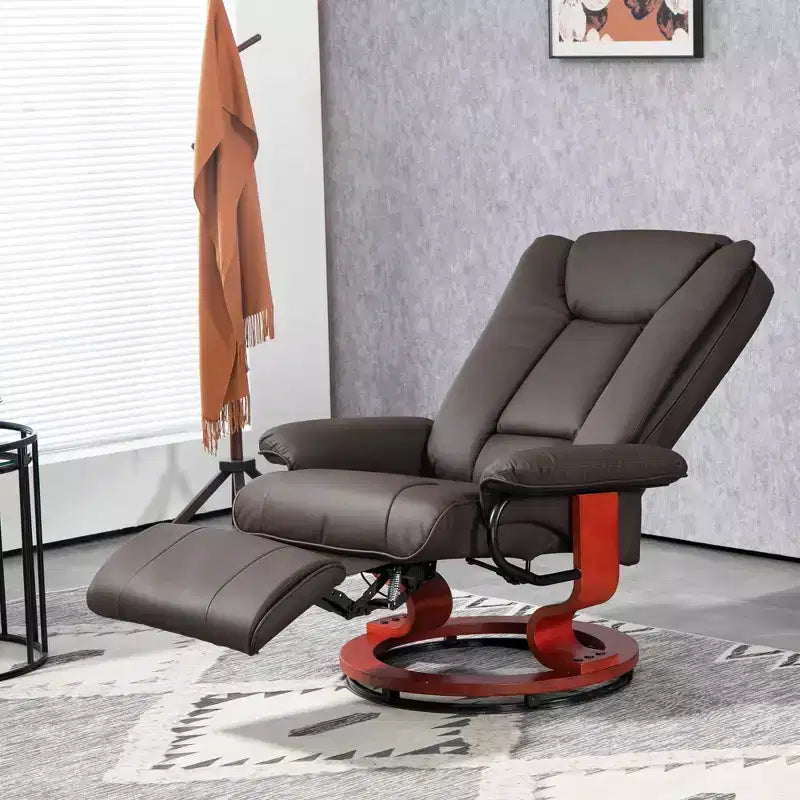 Fauteuil inclinable pivotant HOMCOM, Fauteuil relax en cuir PU pour salon, Canapé inclinable moderne avec repose-pieds