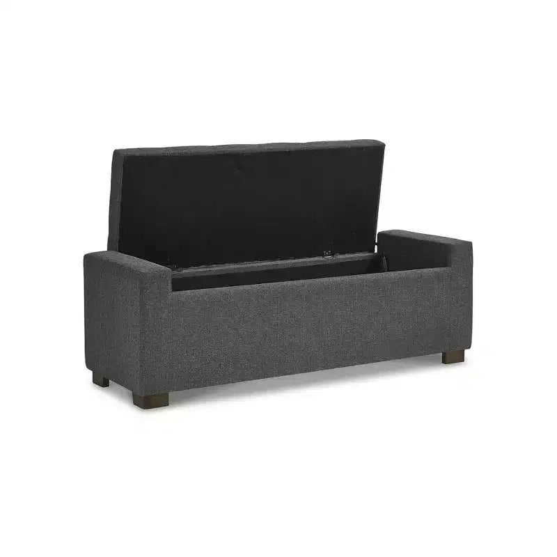 Banc de rangement Cortwell de Signature Design by Ashley – Rembourré en polyester gris avec coussin capitonné