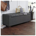 Banc de rangement Cortwell de Signature Design by Ashley – Rembourré en polyester gris avec coussin capitonné