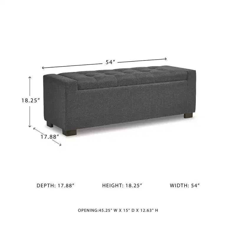 Banc de rangement Cortwell de Signature Design by Ashley – Rembourré en polyester gris avec coussin capitonné