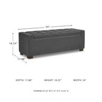 Banc de rangement Cortwell de Signature Design by Ashley – Rembourré en polyester gris avec coussin capitonné