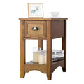 Costway Contemporary Chair Side End Table Compact Table w/ Drawer Nightstand Tawny