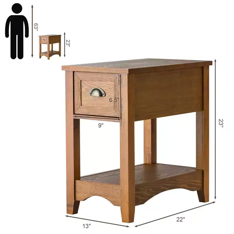 Costway Table d'appoint contemporaine compacte avec tiroir - Table de chevet fauve