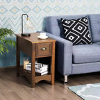 Costway Table d'appoint contemporaine compacte avec tiroir - Table de chevet fauve