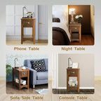 Costway Table d'appoint contemporaine compacte avec tiroir - Table de chevet fauve