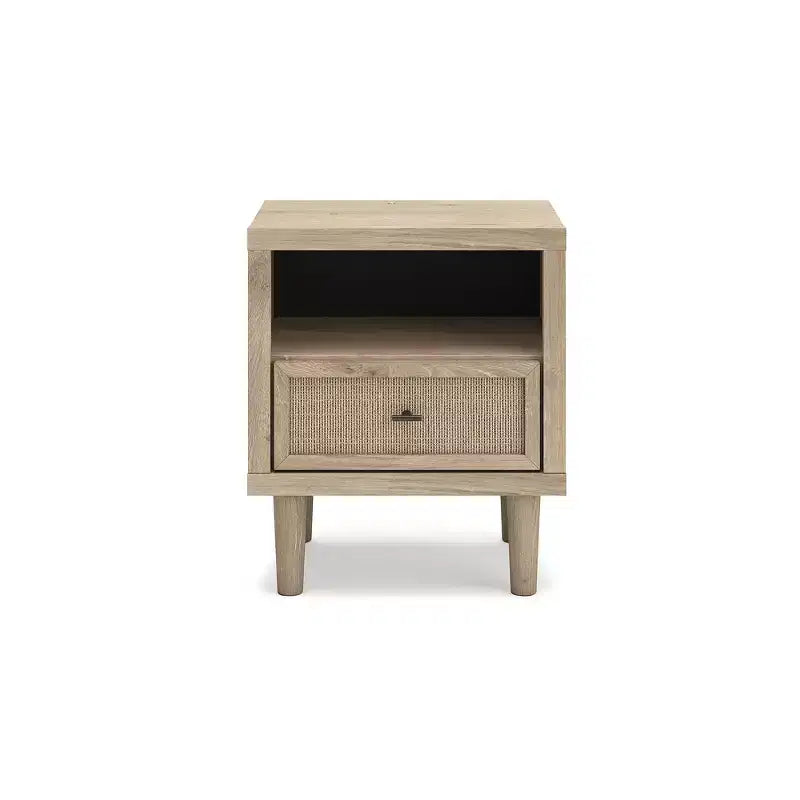Table de chevet moderne Signature Design by Ashley Cielden avec port de chargement USB, bicolore marron