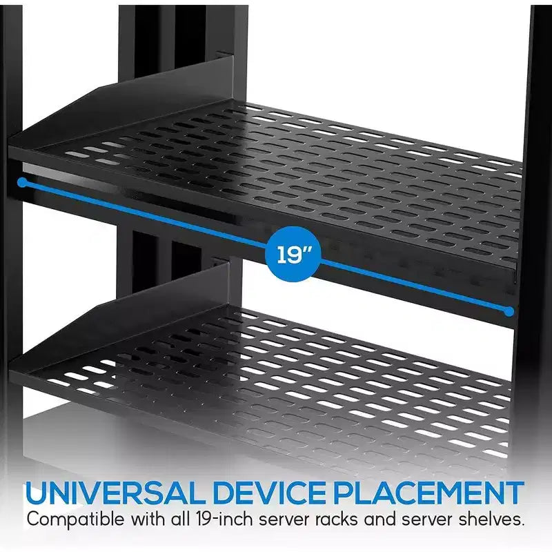 Étagères Pyle 1UX2 pour rack de serveur – Plateau de montage universel pour rack de serveur – Noir