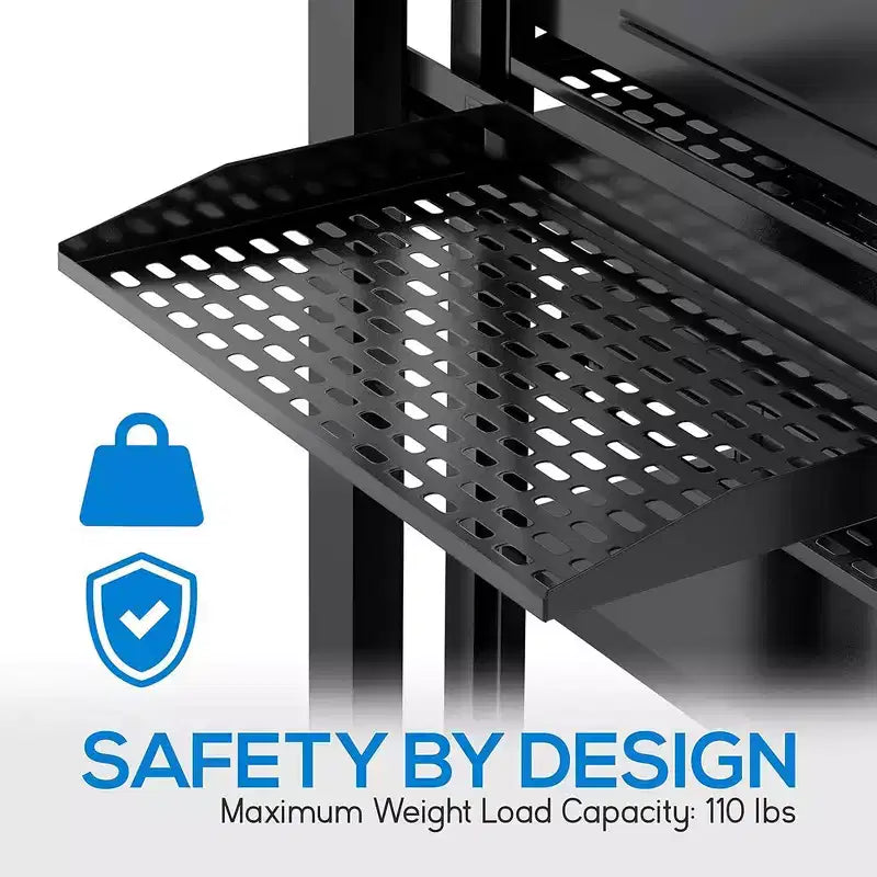 Étagères Pyle 1UX2 pour rack de serveur – Plateau de montage universel pour rack de serveur – Noir