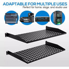 Étagères Pyle 1UX2 pour rack de serveur – Plateau de montage universel pour rack de serveur – Noir