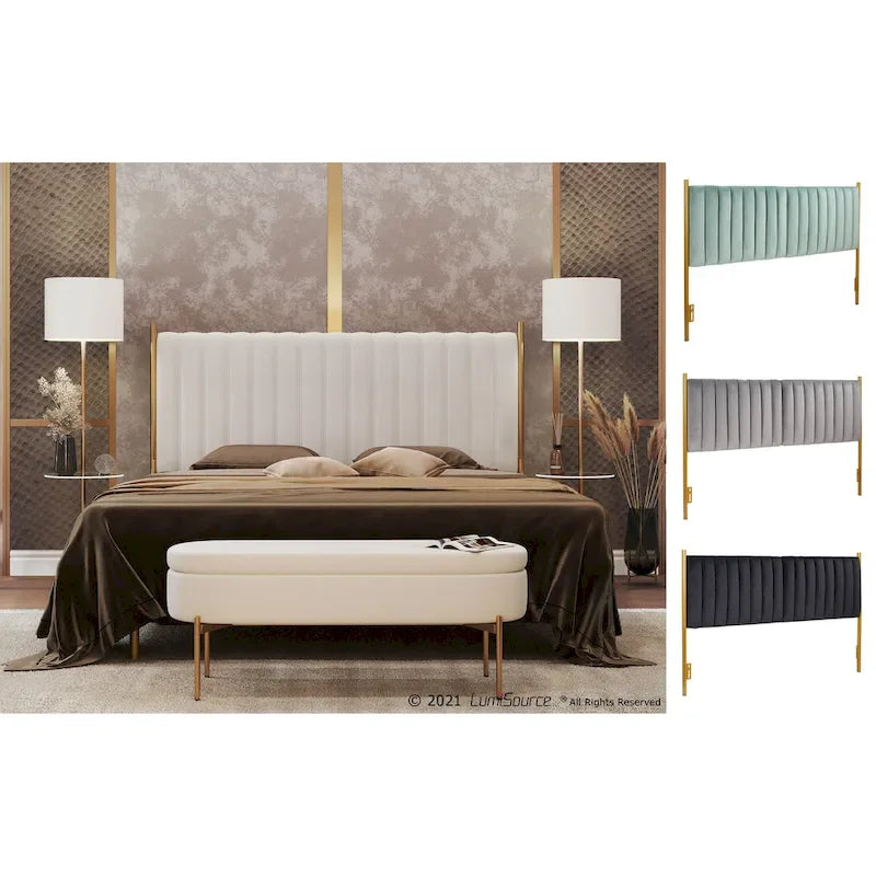 Tête de lit King size en velours Flohr Silver Orchid