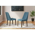 Signature Design by Ashley Lyncott, chaise de salle à manger contemporaine rembourrée avec coussin en mousse, lot de 2, bleu et marron